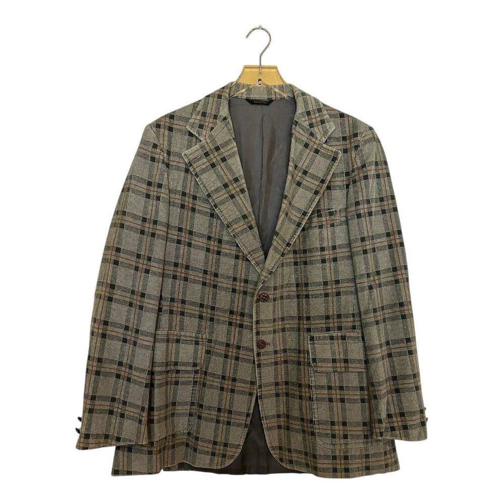 Gino Men's VTG 70s MoD Sport Coat ATOMIC Plaid Corduroy Jacket Blazer Sz?